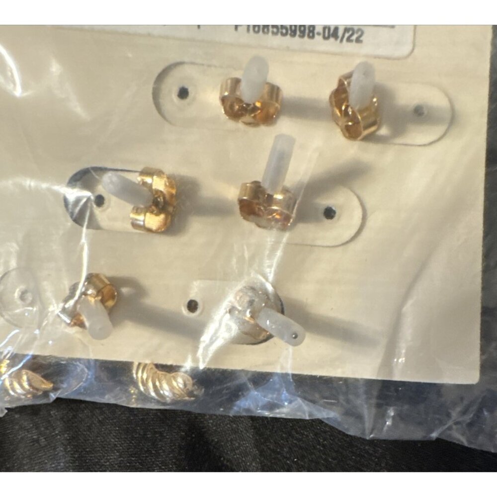 A New Day Nickel Free Gold Color Trio Hoop Huggie Earrings Crawler CZ NEW - Picture 5 of 6